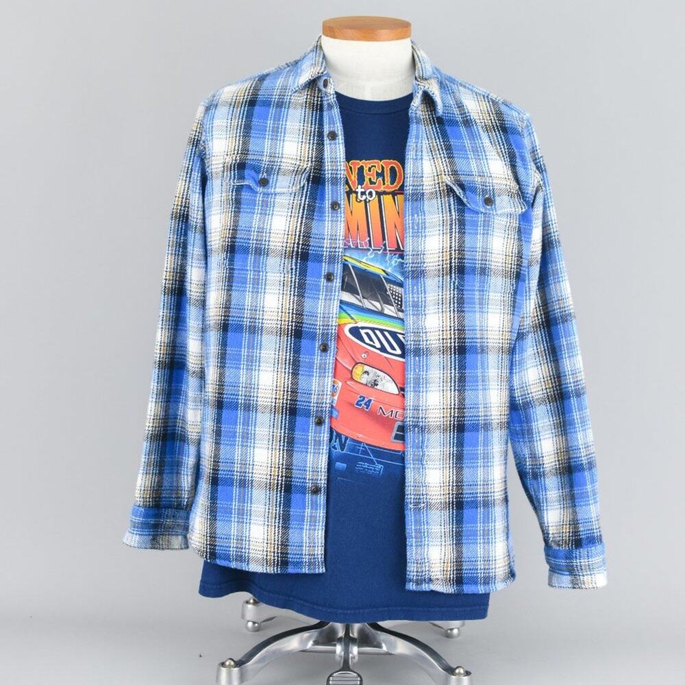 GAP Blue Plaid Flannel Button Down Shirt, Men's Small